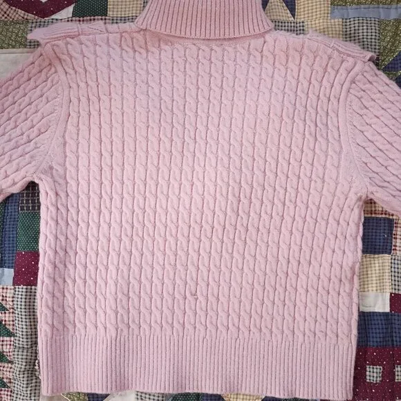 Size M Sugar Thrills Pink Ruffle Turtleneck Sweater - Picture 4 of 10